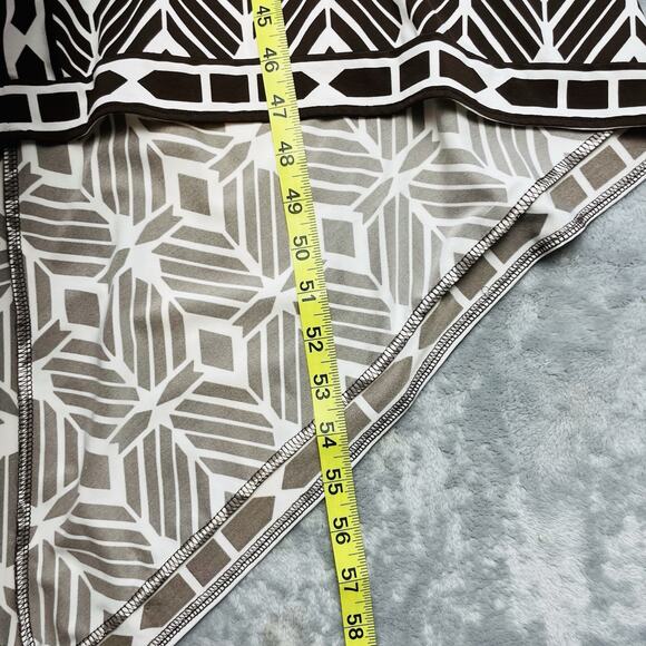 Vtg INC International Concepts Asymmetric Dress Womens XL Brown Aztec Babydoll - Picture 6 of 8